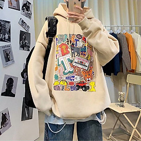 ÁO HOODIE THỜI TRANG NAM NỮ UNISEX FORM RỘNG HOẠT HÌNH CHẤT NỈ BÔNG PHONG CÁCH - FMGV034