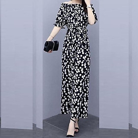 Jumsuit hoa cúc bẹt vai duyên dáng - NB001