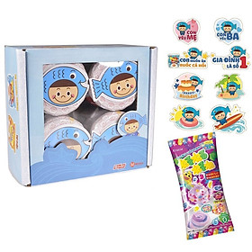 Hộp 4 lọ ruốc cá hồi Meiwa - tặng kẹo popin cookin grape ( nho ) + sticker