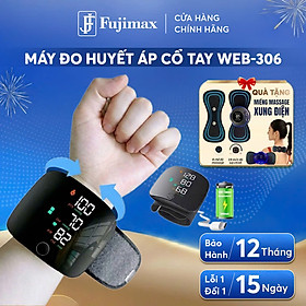 Máy đo huyết áp cổ tay fujimax, đọc kết quả tiếng việt, cảnh báo huyết áp theo màu sắc, đo chính xác kết quả, pin sạc usb