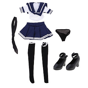 1:6 Female Figure Accessories Girl Sailor Uniform Set And High Heel Shoes