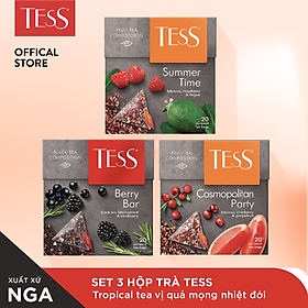 Set 3 hộp trà Tess Tropical Tea vị quả mọng nhiệt đới 20 gói/hộp