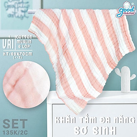 Khăn Tắm Đa Năng Cho Bé Sơ Sinh Goodmama SET 2 Chiếc 68 70 Vải Cotton