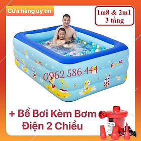 Mua Bể Bơi Phao Cho Bé - 1m8 +2m1 - 3 Tầng + tặng Kèm Bộ Keo Vá ( ẢNH THẬT )
