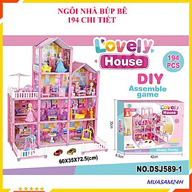 Đồ Chơi Cho Bé Gái, Đồ Chơi Lắp Ráp Ngôi Nhà Búp Bê 4 Tầng Kèm Bộ Phụ Kiện 194Pcs, Quà Tặng Sinh Nhật Cho Bé Gái