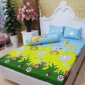 Set 3 món ga gối Poly cotton Houston PL2 - Rừng xanh + Tặng 1 vỏ gối ôm