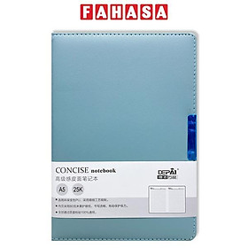 Sổ Bìa Da A5 - Kẻ Ngang - 264 Trang 80gsm - Depai 25-35 - Màu Xanh Dương