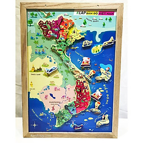 Bộ lắp ráp bản đồ Việt Nam 28 mảnh có nam châm phát triển tư duy logic và trí nhớ, đồ chơi giáo dục tư duy chơi mà học