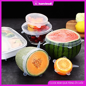 Mua Bộ 6 miếng silicone bọc thực phẩm cao cấp - Nắp đậy màng Silicon bảo quản thức ăn dày dặn độ co giãn tốt