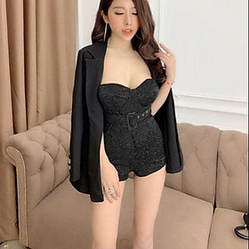 Sét áo vest nút jump short nhũ cúp ngực