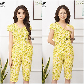 Bộ lanh lửng hoa nhí mặc nhà cho nữ️Elisa fashion️