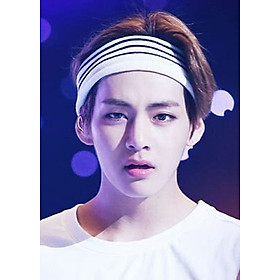 Headband V BTS bờm tóc kẻ sọc