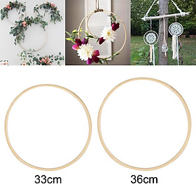 2x Embroidery Hoop Wooden Round Bamboo Cross Stitch for Art Craft 33cm 36cm