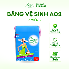 Băng Vệ Sinh AO2 Ngày Và Đêm, Siêu Thấm, Siêu Mỏng Nhẹ, Mặt Lưới, Có Cánh (7 miếng)