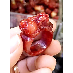 Nhẫn Phong Thủy Chạm Tỳ Hưu Cẩm Thạch Huyết Dành Cho Nam - Kim Tiền Jewelry