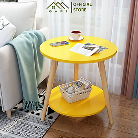 Mua Bàn Trà Cafe GAPI 2 Tầng Mặt Tròn Chân Gỗ Sồi - GP54