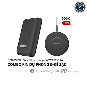 Combo Pin sạc dự phòng Energizer QP10000PQ + Đế sạc không dây Energizer  WCP105 - HÀNG CHÍNH HÃNG