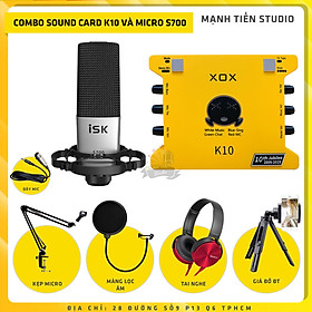 Mua Combo thu âm  livestream Micro ISK S700  Sound card XOX K10 Jubilee - Kèm full phụ kiện kẹp micro  màng lọc  tai nghe  giá đỡ ĐT - Hỗ trợ thu âm  karaoke online chuyên nghiệp - Hàng nhập khẩu