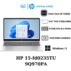 Mua Laptop HP 15 fd-0235TU 9Q970PA (Core i5-1334U/ 16GB/ 512GB/15.6 inch FHD/ Windows 11/ Natural silver) - Hàng chính hãng