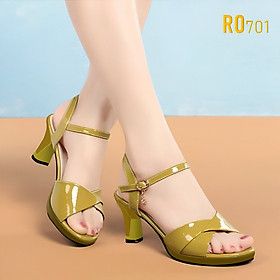 Sandal cao gót nữ quai sau ROSATA RO701 -7p- Đen, Vàng - BKSTORE