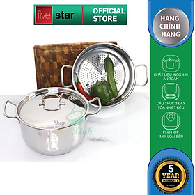 Hình ảnh Bộ Nồi Xửng Hấp Fivestar Inox 3 Đáy ST24-3D - Hàng Chính Hãng