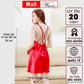 Đầm ngủ WANNABE DNS31 váy ngủ lụa 2 dây, cổ đổ sang trọng, 4 dây lưng đan chéo quyến rũ ánh nhìn người đối diện
