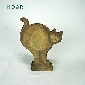 Mua Tượng chú mèo thân tròn đuôi dài chất liệu đất nung terracotta Tượng decor Tượng trang trí nội ngoại thất