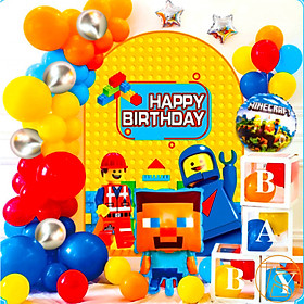 Bộ trang trí sinh nhật nhân vật hoạt hình minecraft - Đồ trang trí tiệc thôi nôi - Bong bóng happy birthday - Chữ trang trí đầy tháng - Sét trang trí tiệc sinh nhật cho bé trai bé gái cute