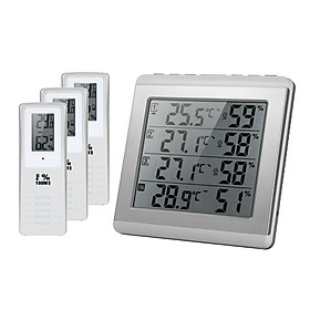 Thiết Bị Đo Nhiệt Và Độ Ẩm Màn Hình LCD Trắng Bạc (4 Kênh) (3 Điều Khiển)