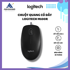 Chuột Quang có dây Logitech M100r - Hàng Chính Hãng - Bảo Hành 36 Tháng