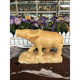 Mua Tượng con Trâu giáp phong thủy đá ngọc hoàng long trang trí phòng khách  bàn làm việc - Dài 20 cm