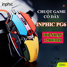 Mua Chuột chơi game có dây INPHIC PG6 thiết kế kiểu dáng độc lạ có đèn led RGB với độ nhạy lên đến 12800DPI - Hàng Chính Hãng