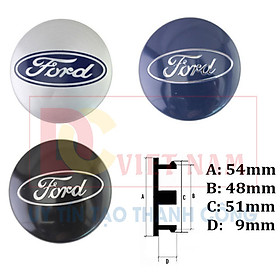 Logo chụp mâm, ốp lazang bánh xe ô tô Ford đường kính 54mm