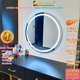 Gương đèn led cảm ứng thông minh treo tường để bàn trang điểm makeup nhà tắm phòng wc cao cấp tròn guonghoangkim HK-0001
