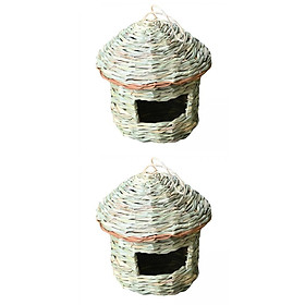 2x Handmade Grass Hanging Birdhouse Pet Breeding Straw Bird Nest Decoration