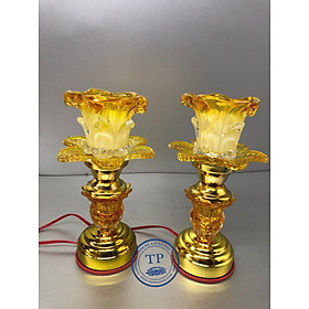 Mua Đèn thờ điện mẫu cánh hoa thủy tinh HAN775