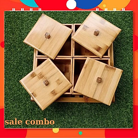 Mua Hộp đựng mứt kèm khay bằng gỗ tre cao cấp hàng Việt Nam xuất khuẩu
