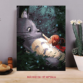 Tranh sơn dầu số hóa tự tô màu theo số Totoro phim hoạt hình Nhật Bản HH0156