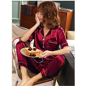 [CHẤT LƯỢNG] Đồ bộ Pijama Lụa cao cấp quần dài áo tay ngắn, pyjama tay ngắn hàng Quảng Châu loại 1