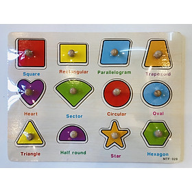 Bảng hình học và 10 số cộng trừ núm gỗ