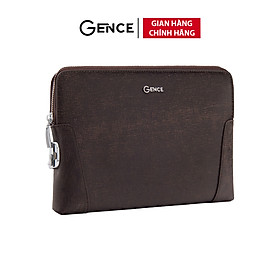 Ví Cầm Tay Clutch Nam GENCE CK11 Da Bò Khóa Số Cao Cấp Màu Nâu Phụ Kiện Vàng Hoặc Bạc