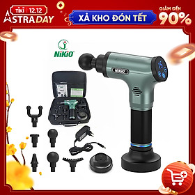 Máy (Súng) Massage Cầm Tay Nikio NK-172 - Kỹ Thuật Mát Xa Bộ Gõ Tân Tiến, Công Suất Cực Mạnh 110W, Tác Động Cực Sâu Vào Cơ Bắp, 6 Đầu Và 6 Tốc Độ Mát Xa Giảm Căng Cứng Và Đau Nhức Cơ Nhanh - Pin Khủng 2500 mAh, Sạc Chạm Thông Minh