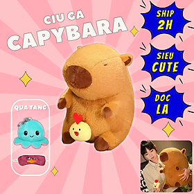 Thú nhồi bông capybara ciu gà đáng yêu - Size từ 35cm đến 65cm - Quà tặng gấu bông capybara có ciu hình gà kéo ra được. - 35Cm