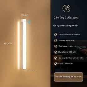 Đèn LED Cảm Biến Chuyển Động Nhiều Kích Cỡ Cảm Ứng Hồng Ngoại 3 Chế Độ Không Dây Điều Chỉnh Độ Sáng Qua 1 Lần Nhấn Ánh Sáng Bảo Vệ Mắt Tốt Tự Động Bật/Tắt Ban Đêm Đèn Học Làm Việc Đọc Sách Ngủ Cao Cấp Dễ Tháo Lắp Tiện Gắn Giường Cầu Thang Toilet Tủ USB