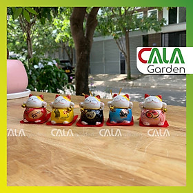 Bộ Tượng 5 Mèo Thần Tài Sứ Cao Cấp (Mèo Maneki Neko) chiêu tài lộc may mắn