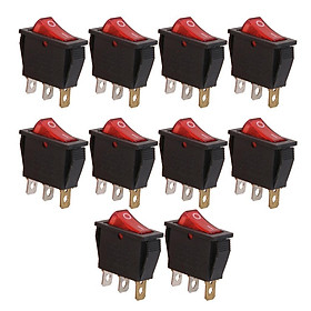 Red LED Light Car Auto Boat ON/OFF Toggle Switch SPST Pack of 10