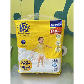 Tã/bỉm quần UniDry siêu khô thoáng mẫu mới giá rẻ gói lớn tiết kiệm đủ size M68+4/ L68+4/ XL68+4/ XXL68+4 miếng