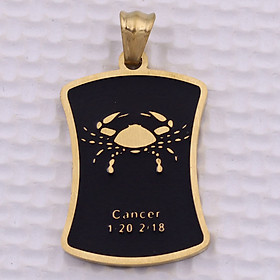Mặt dây chuyền cung Cự Giải - Cancer inox vàng kèm móc inox vàng, Cung hoàng đạo