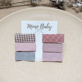 Set 6 kẹp tóc bọc vải phong cách vintage đáng yêu cho bé gái Mimo baby KT14