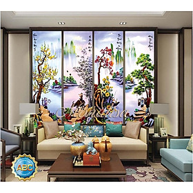 Mua TRANH THÊU TỨ QUÝ TÙNG CÚC TRÚC MAI MN0135 (146X100) TRANH CHƯA THÊU